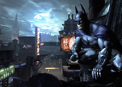 Бэтмен, видеоигры, города, Batman Arkham City - оригинальные обои рабочего стола