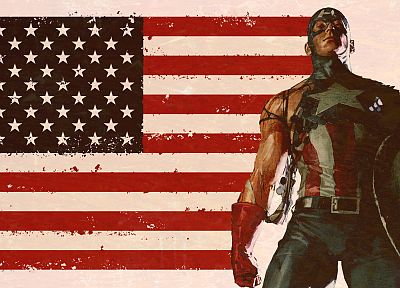 Капитан Америка, Американский флаг - обои на рабочий стол
