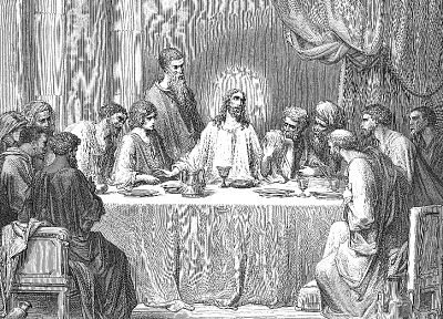 оттенки серого, Тайная вечеря, Иисус Христос, произведение искусства, Гюстав Доре - оригинальные обои рабочего стола