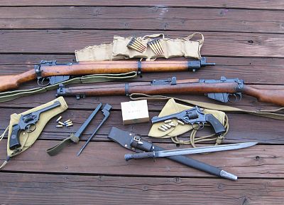 винтовки, пистолеты, оружие, Enfield Rifle № 4, Уэмбли 0,38 - случайные обои для рабочего стола