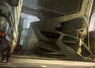 города, архитектура, здания, концепт-арт, современный, произведение искусства, Deus Ex : Human Revolution - копия обоев рабочего стола