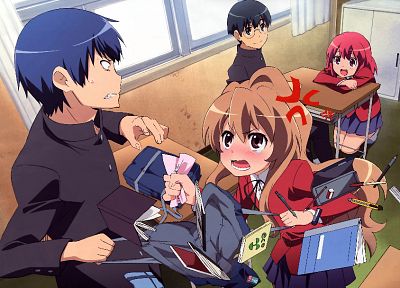 школьная форма, Айсака Тайга, Китамура Yuusaku, Кусиэда Минори, Toradora, Такасу Ryuuji - обои на рабочий стол
