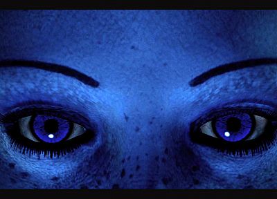 крупный план, синий, глаза, голубые глаза, Mass Effect, врач, веснушки, брови, Асари, Лиара TSoni - случайные обои для рабочего стола