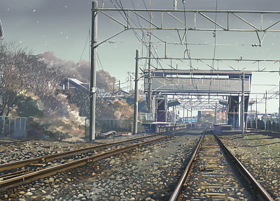 Макото Синкай, железнодорожные пути, 5 сантиметров в секунду - случайные обои для рабочего стола
