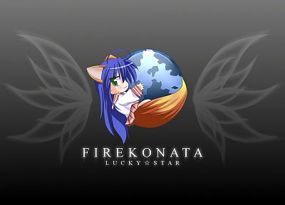 Счастливая Звезда (Лаки Стар), школьная форма, Firefox, простой фон, Izumi Konata - оригинальные обои рабочего стола