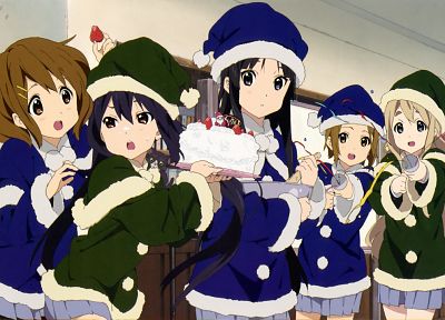 K-ON! (Кэйон!), рождество, Hirasawa Юи, Акияма Мио, Tainaka Ritsu, Kotobuki Tsumugi, Накано Азуса - случайные обои для рабочего стола