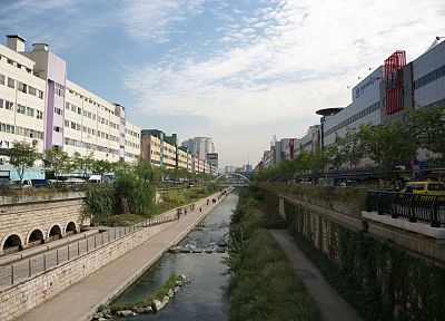 улицы, архитектура, Корея, канал - похожие обои для рабочего стола