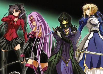 Fate/Stay Night (Судьба), Тосака Рин, аниме, Сабля, Райдер ( Fate / Stay Night ), Кастер ( Fate / Stay Night ), Fate series (Судьба) - обои на рабочий стол