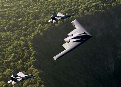 самолет, бомбардировщик, F-22 Raptor, B- 2 Spirit - копия обоев рабочего стола