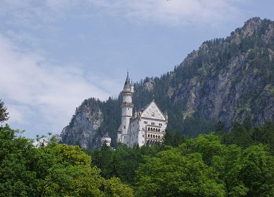 горы, замки, Германия, Бавария, Замок Нойшванштайн - обои на рабочий стол