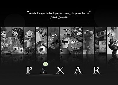 Pixar, монохромный, панели, оттенки серого - обои на рабочий стол