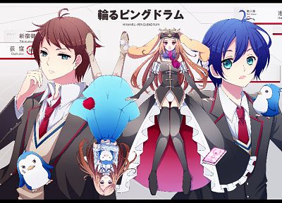 пингвины, аниме парни, Mawaru Penguindrum, аниме девушки, Такакура Химари, Такакура Shouma, Такакура Kanba - обои на рабочий стол