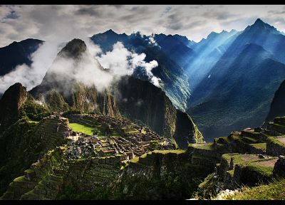 горы, облака, пейзажи, природа, здания, Мачу-Пикчу, HDR фотографии - обои на рабочий стол