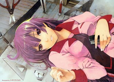 школьная форма, Bakemonogatari (Истории монстров), Сендзегахара Hitagi, аниме девушки, серия Monogatari - случайные обои для рабочего стола