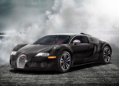 черный цвет, автомобили, дым, туман, Bugatti Veyron, транспортные средства, суперкары - случайные обои для рабочего стола