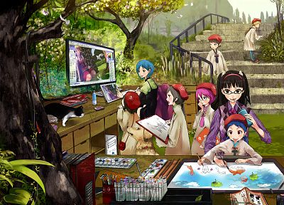 девушки, графические планшеты, таблетки, Оекаки Musume, оригинальные персонажи - копия обоев рабочего стола