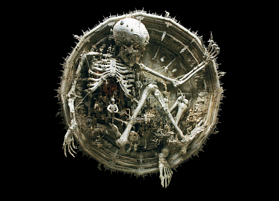 скульптуры, скелеты, Крис Кукси, темный фон - оригинальные обои рабочего стола
