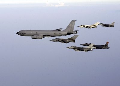 самолет, военный, F-15 Eagle, F- 16 Fighting Falcon, KC - 135 Stratotanker, GR4 Tornado - копия обоев рабочего стола