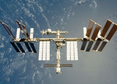 спутник, орбиту, Международная космическая станция, космическая станция - копия обоев рабочего стола