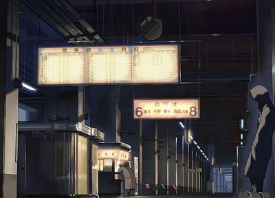 Макото Синкай, вокзалы, одиноко, 5 сантиметров в секунду - копия обоев рабочего стола