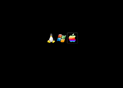 Эппл (Apple), Linux, смокинг, Microsoft Windows, логотипы, темный фон - обои на рабочий стол