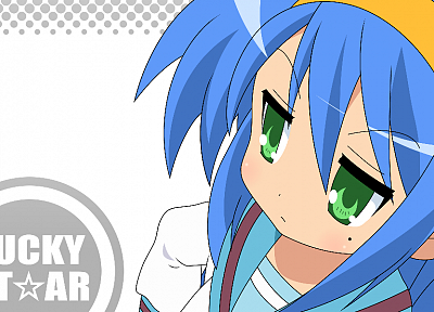 Счастливая Звезда (Лаки Стар), школьная форма, синие волосы, зеленые глаза, Izumi Konata - обои на рабочий стол