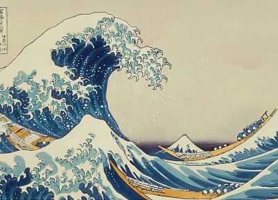 волны, Большая волна в Канагава, Кацусика Хокусай, Тридцать шесть видов горы Фудзи, море - оригинальные обои рабочего стола