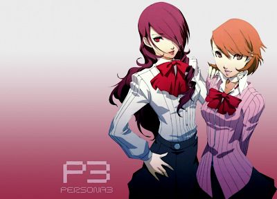 Персона серии, Persona 3, простой фон, Kirijo Mitsuru, Takeba Юкари - похожие обои для рабочего стола