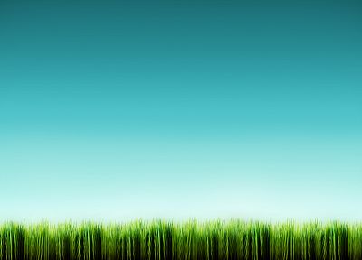 зеленый, синий, природа, трава - обои на рабочий стол