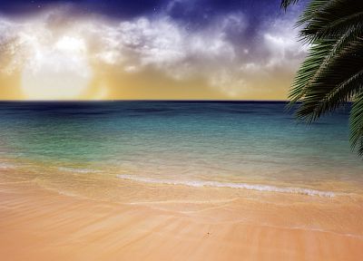 вода, океан, облака, песок, деревья, на открытом воздухе, пальмовые деревья, небо, море, пляжи - обои на рабочий стол