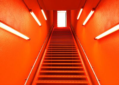 Mirrors Edge, оранжевый цвет, лестницы, живописный - обои на рабочий стол