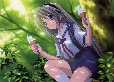 мороженое, Clannad, Сакагами Томое, аниме девушки - похожие обои для рабочего стола