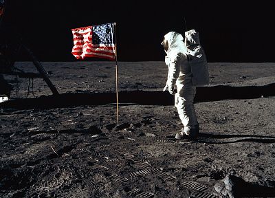 Луна, астронавты, США, Американский флаг, Moon Landing - оригинальные обои рабочего стола