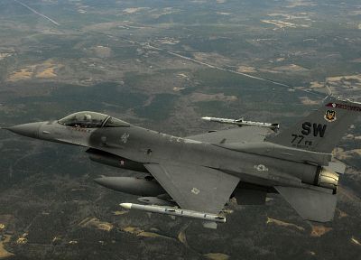 самолет, военный, сокол, бои, транспортные средства, F- 16 Fighting Falcon, Ракета - обои на рабочий стол