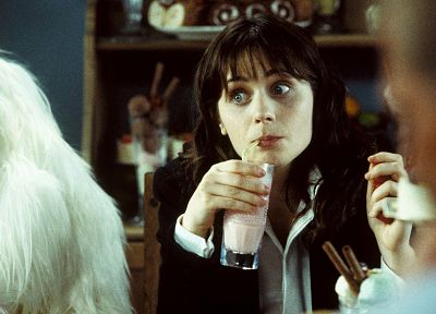 девушки, актрисы, Зуи Дешанель, соломинки, молочные коктейли - копия обоев рабочего стола