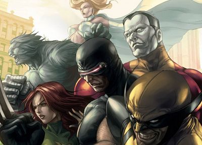комиксы, X-Men, уроженец штата Мичиган, Джин Грей, колосс, Марвел комиксы, Циклоп, Хэнк Маккой ( Зверь ) - обои на рабочий стол