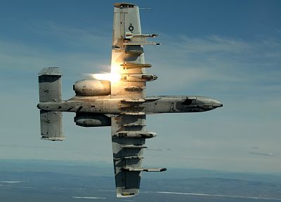 самолет, военный, самолеты, вспышки, А-10 Thunderbolt II - случайные обои для рабочего стола