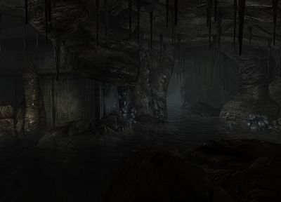 3D вид (3д), темнота, подземный, реки, Fallout 3 - обои на рабочий стол
