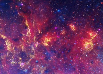 космическое пространство, звезды, туманности, мультиэкран - обои на рабочий стол