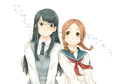 Акира, школьная форма, очки, Aoi Hana, meganekko, аниме девушки - обои на рабочий стол