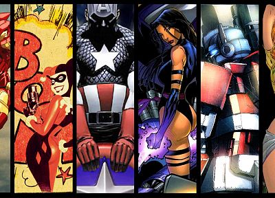 Бэтмен, Оптимус Прайм, Железный Человек, DC Comics, Человек-паук, Капитан Америка, Харли Квинн, Псайлок, Разбойник, Марвел комиксы, Gen13, Кейтлин Fairchild, Wonder Woman - обои на рабочий стол