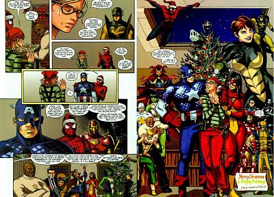 Человек-паук, Капитан Америка, рождество, Марвел комиксы - обои на рабочий стол