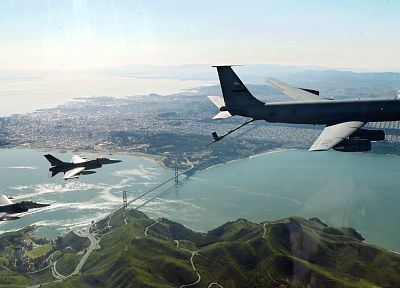 самолет, военный, Сан - Франциско, транспортные средства, F- 16 Fighting Falcon, KC - 135 Stratotanker - обои на рабочий стол