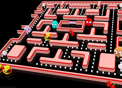Pac-Man, 3D (трехмерный), Г-жа Pac Man, воксели - случайные обои для рабочего стола