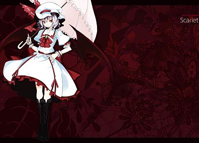 Тохо, крылья, платье, красные глаза, зонтики, Remilia Scarlet, аниме девушки - похожие обои для рабочего стола