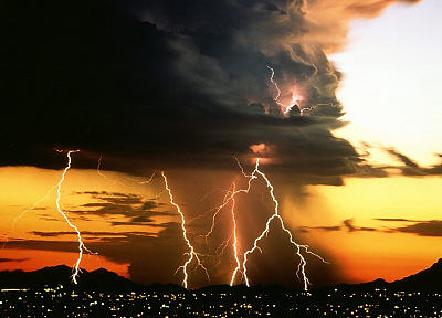 закат, пейзажи, буря, молния, молнии, природный - случайные обои для рабочего стола