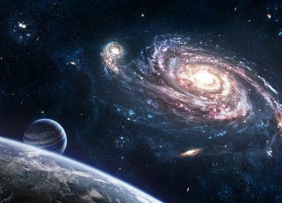 космическое пространство, галактики, планеты - оригинальные обои рабочего стола