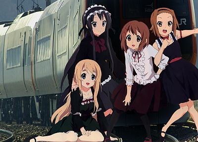 K-ON! (Кэйон!), поезда, Hirasawa Юи, Акияма Мио, Tainaka Ritsu, Kotobuki Tsumugi, аниме, аниме девушки - случайные обои для рабочего стола