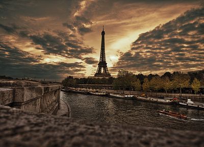 Эйфелева башня, Париж, закат - случайные обои для рабочего стола