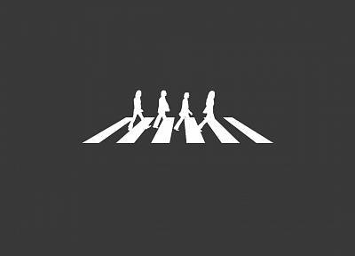 Abbey Road, минималистичный, силуэты, The Beatles, серый фон - обои на рабочий стол